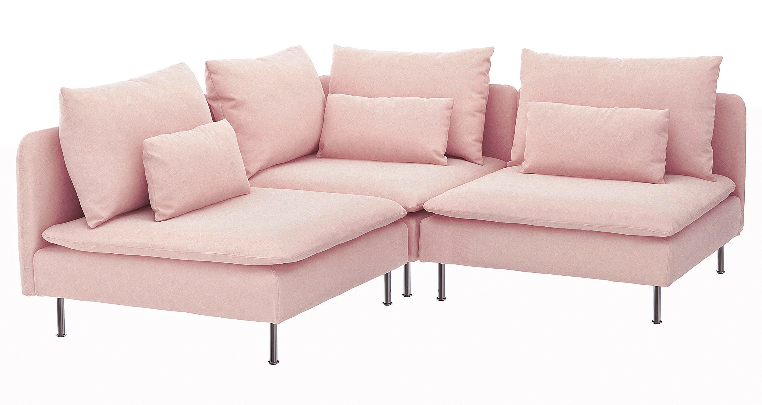 La serie Söderhamn tiene módulos que se adaptan a las necesidades o el espacio. Su tapizado en rosa empolvado enamora.