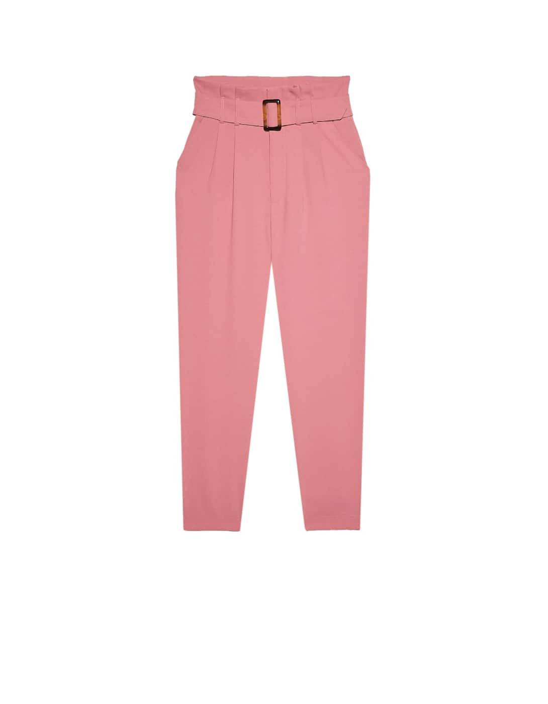 Pantalón rosa paperbag con cinturón: 25,99 euros.