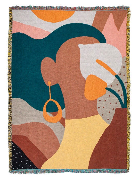 La artista Natalia Nico ganó el concurso para ilustrar una colección de Slowdown Art Comp. Esta manta es una de las piezas.