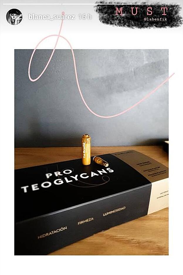 Blanca Suárez compartía hace unas horas este 'stories' dándonos una pista de su 'must' en cuanto a tratamientos 'beauty'.