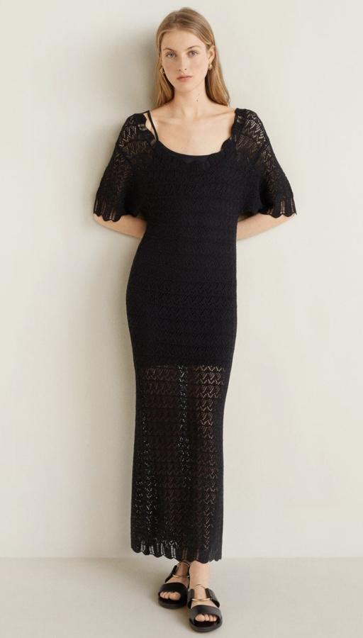 Vestido lencero con crochet de Mango (39.90 euros).