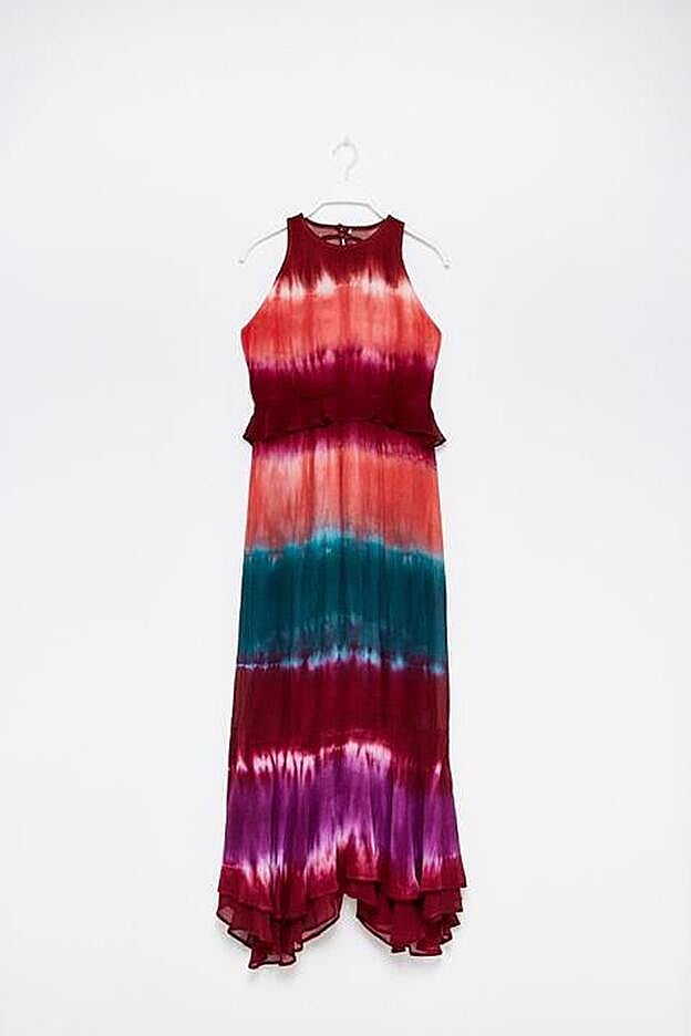 Vestido tie-dye largo, 45,99 euros.