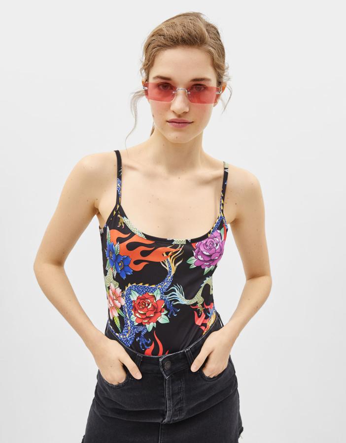 Body de tirantes con estampado japonés, 9,99 euros.