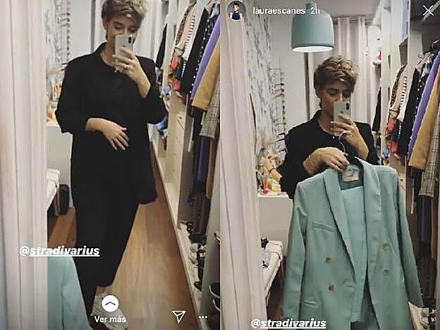 Laura Escanes muestra dos trajes de Stradivarius.