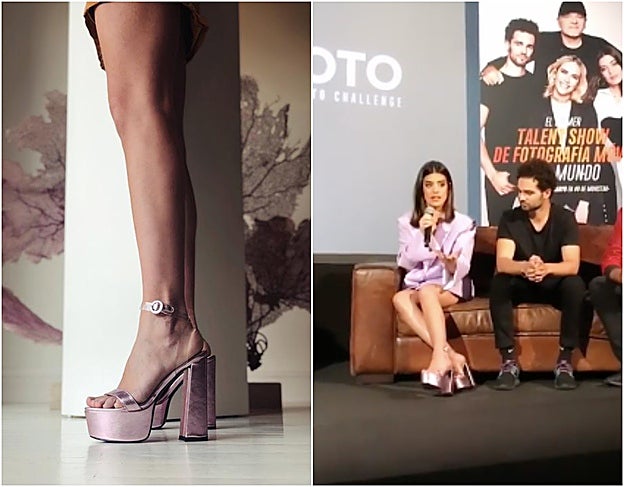 Dulceida con sandalias que ha creado María Pombo junto a MiM.