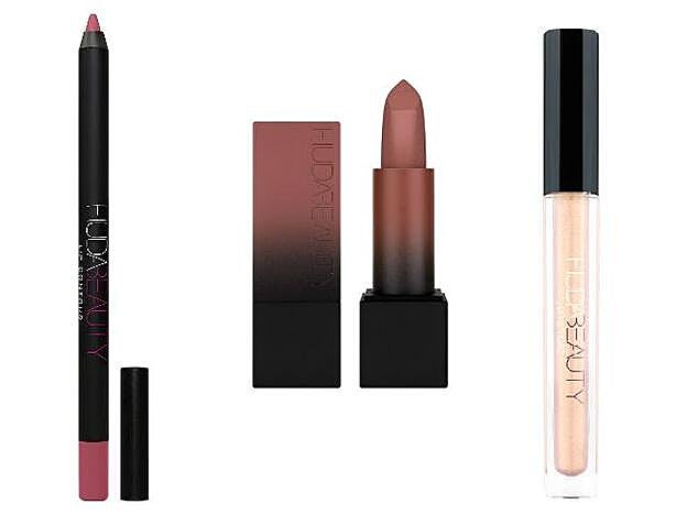 1. Lip Contour. (17,95 euros). 2. Matte Power Bullet (23,95 euros). 3. Lip Strobe. (19,95 euros). Todo de Huda Beauty.