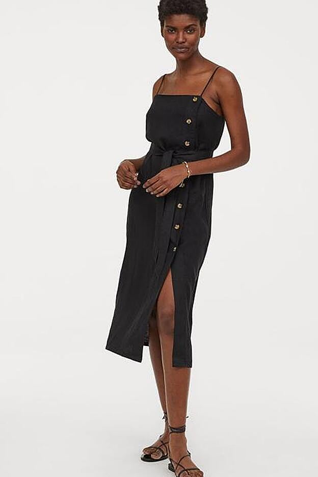 Vestido en lino de alta calidad hasta la talla 50 de H&M.