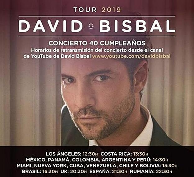 Cartel del concierto de David Bisbal en 'streaming' por su 40 cumpleaños.
