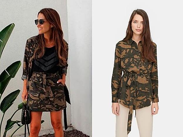 Paula Echevarría con la camisa de Stradivarius (25,99 euros)