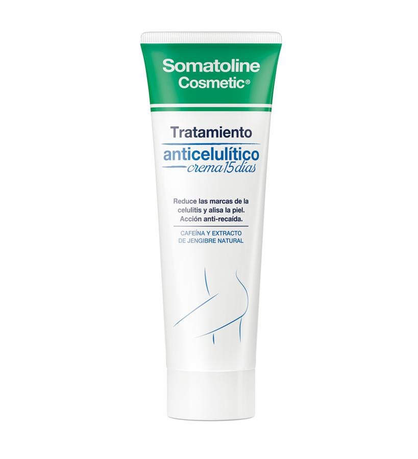 Perfecto para mujeres que presentan nódulos marcados y una piel de naranja difícil de eliminar. Los resultados son visibles tan solo 15 días después de comenzar a usarlo.  Tratamiento Anticelulítico de Somatoline Cosmetics  (39,90 €).
