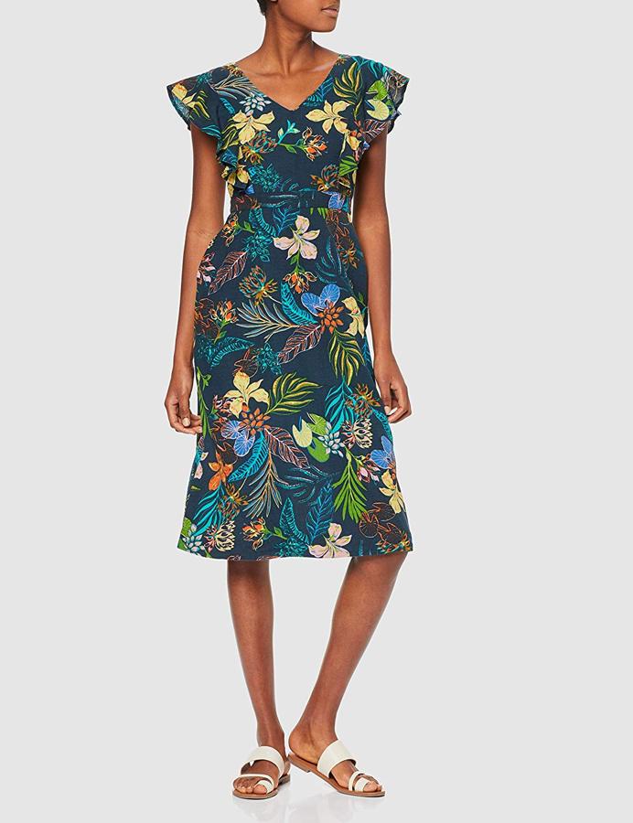 Vestido de lino estampado de Find ( 44.61 euros en Amazon ).