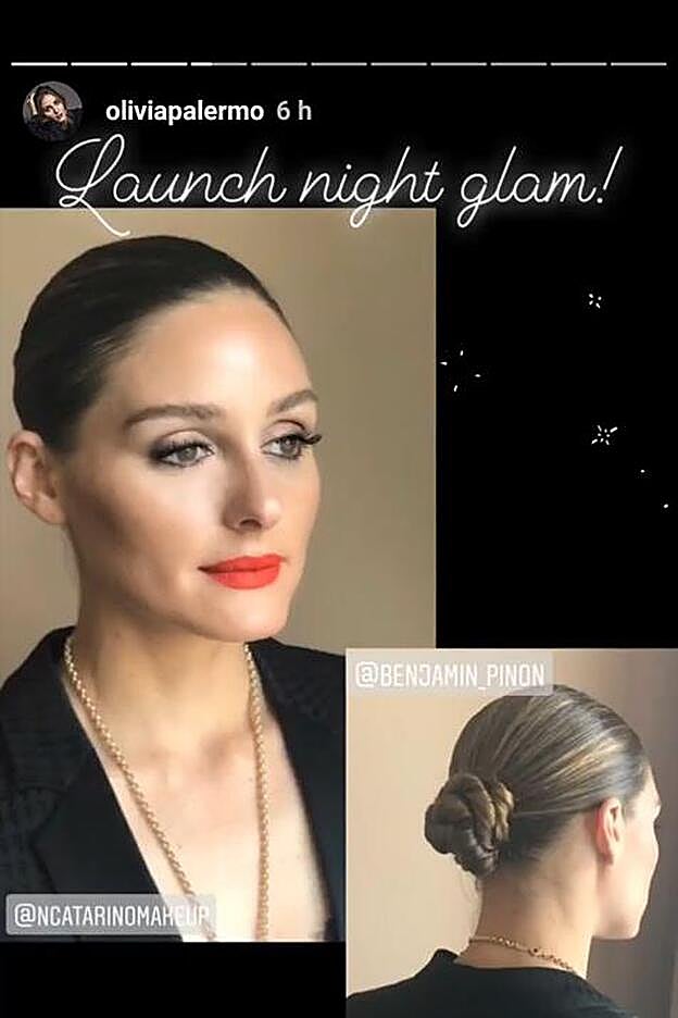 Olivia Palermo lució este elegante peinado con moño en uno de sus recientes stories de Instagram.