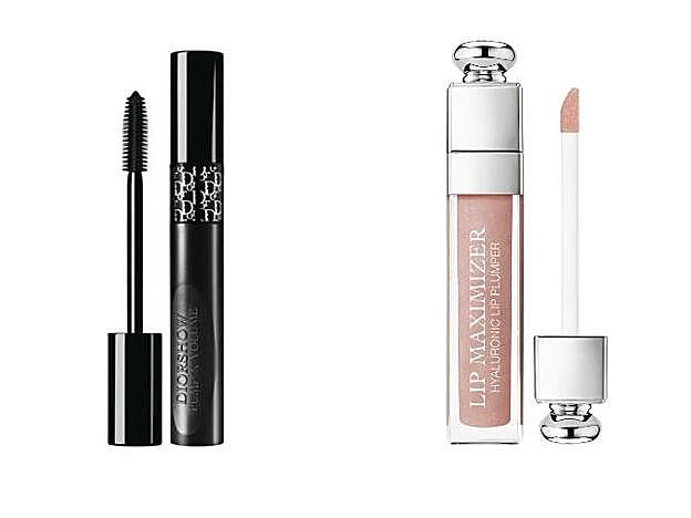 1. Máscara de pestañas Diorshow Pump'n Volume. 2. Brillo de labios Lip Maximizer 013. De Dior.