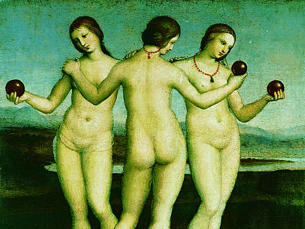 CANON MÓVIL. El ideal de belleza femenina no es universal ni eterno: estos cuerpos “canónicos” hablan por sí mismos. Podemos verlo reflejado en 'Las tres gracias', una pintura de Rafael.