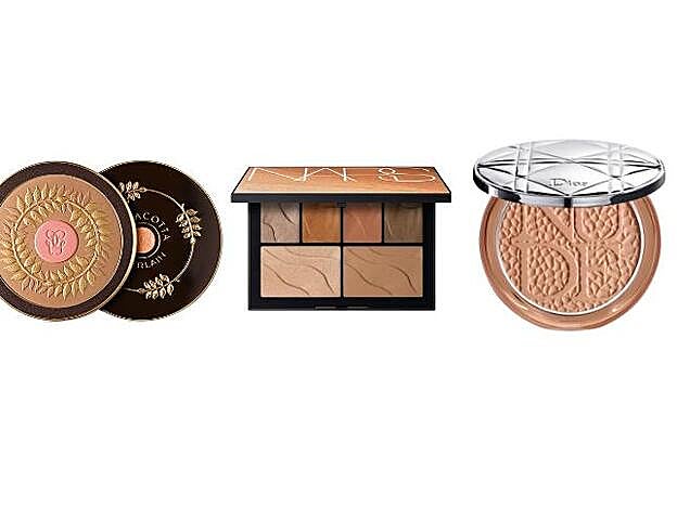 1. Terracotta XL Thalia Island Edición de coleccionista de Guerlain (68,30 euros). Exclusiva en Douglas. 2. Summer Lights Face Palette de NARS (55 euros). 3. Diorskin Mineral Nude Bronze de Dior (44 euros).