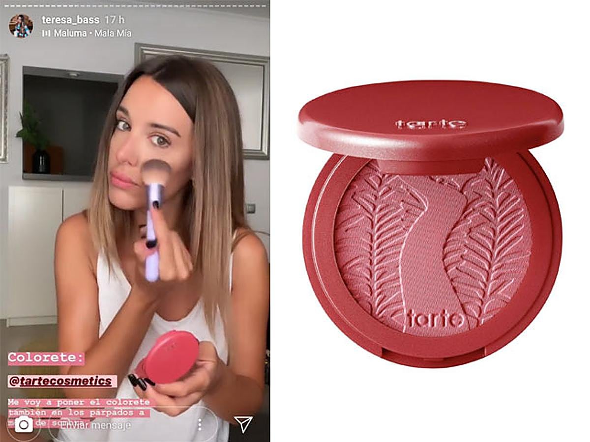 El blush es otro de los puntos fuertes de su maquillaje y además su truco para intensificar ese efecto buena cara es aplicar un poquito de ese colorete también en los párpados. En esta ocasión ha utilizado el Colorete Amazonian Clay de larga duración de Tarte.