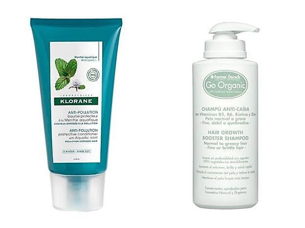 1. Bálsamo Protector Menta Acuática de Klorane (13,06 €).2. Go Organic Champú Anti-Caída con Vitaminas de Farma Dorsch (46 €).