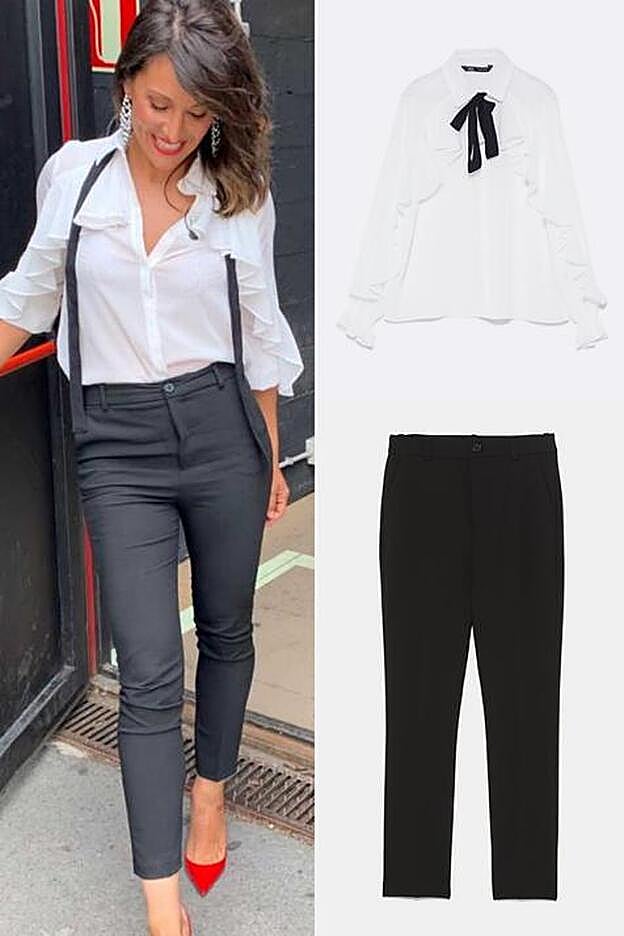 Nagore apostó por un look working con camisa y pantalones de Zara.