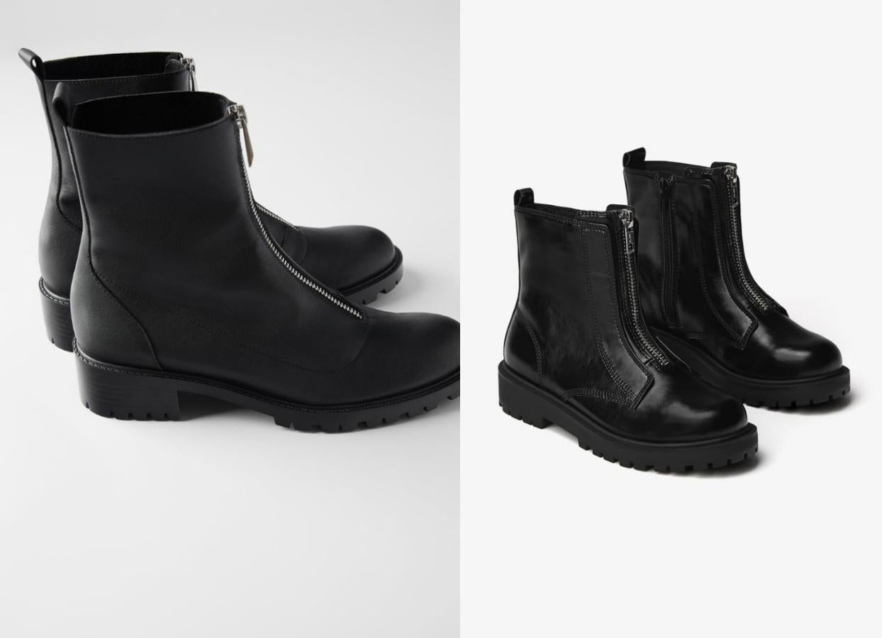 Zara tiene a la venta un modelo de botín negro con cremallera en el empeine que cuesta 59,95 euros. En la sección de niños hay unos similares por 29,95 euros.