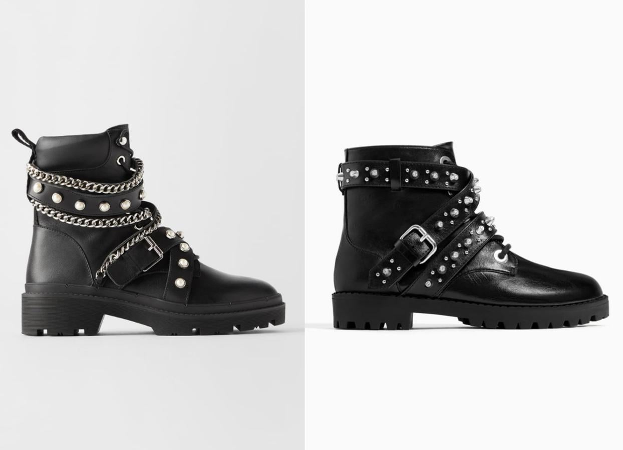 Los botines moteros con perlas y tachuelas fueron uno de los modelos estrella de la temporada pasada de Zara. En la nueva colección han vuelto por 79,95 euros, pero en Zara Kids hay unos muy parecidos por 35,95 euros.