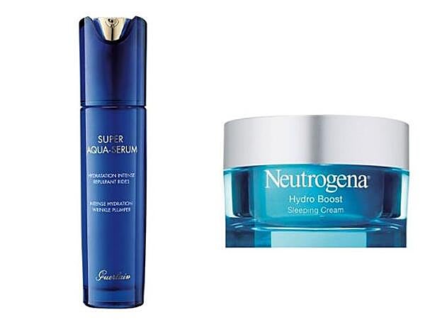 1. Super Aqua Sérum de Guerlain (160,30 €). 2. Hydro Boost Mascarilla de Noche Hidratante de Neutrogena (20,90 €).