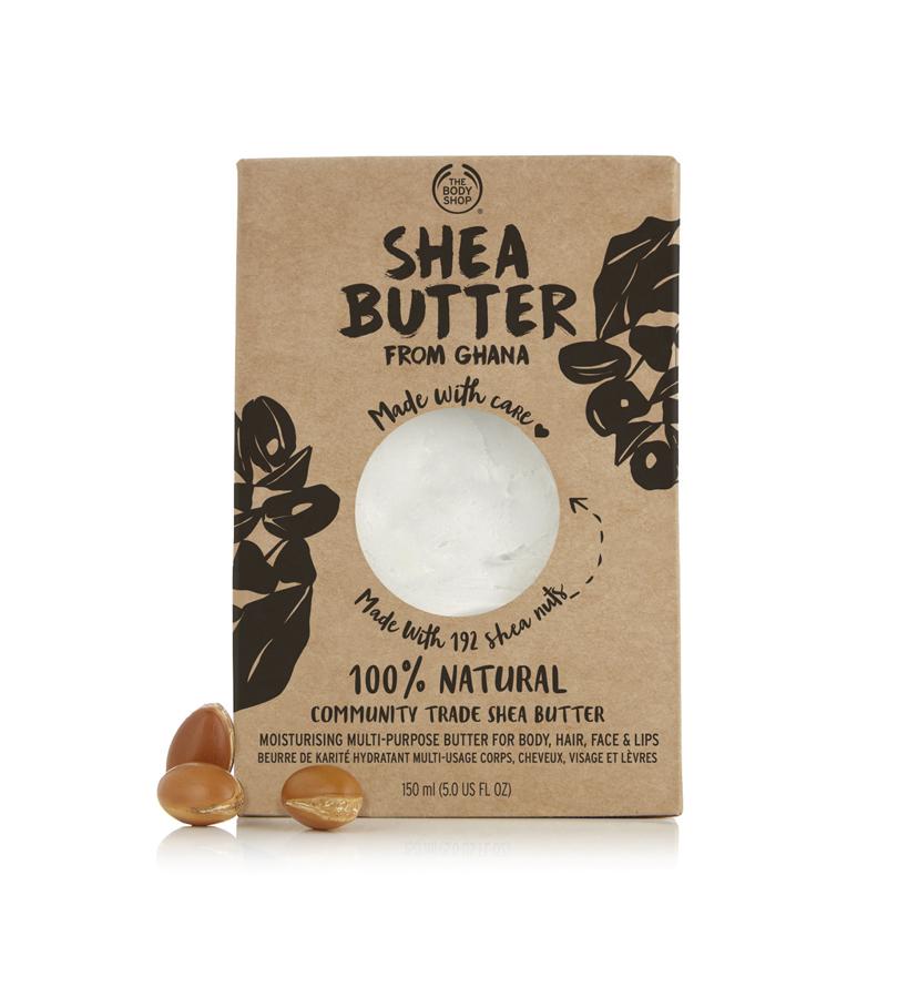 Manteca multiuso que puedes aplicar por todo el cuerpo, el rostro, el cabello y labios y también puedes combinarla para usar como una receta de belleza personalizada. La fórmula 100% vegana, cada manteca contiene 192 nueces de karité elaborada por las manos expertas de las mujeres de Ghana, Su embalaje está hecho en material 100% reciclado. (16 €).