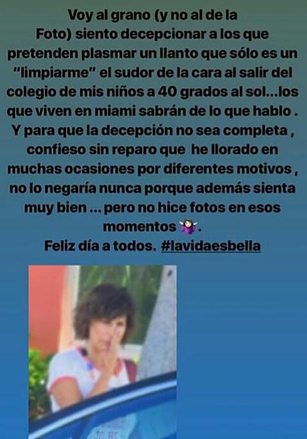 Este es el pantallazo en el que Raquel Perera da las explicaciones pertinentes sobre las imágenes suyas que se publicaron hace unos días.