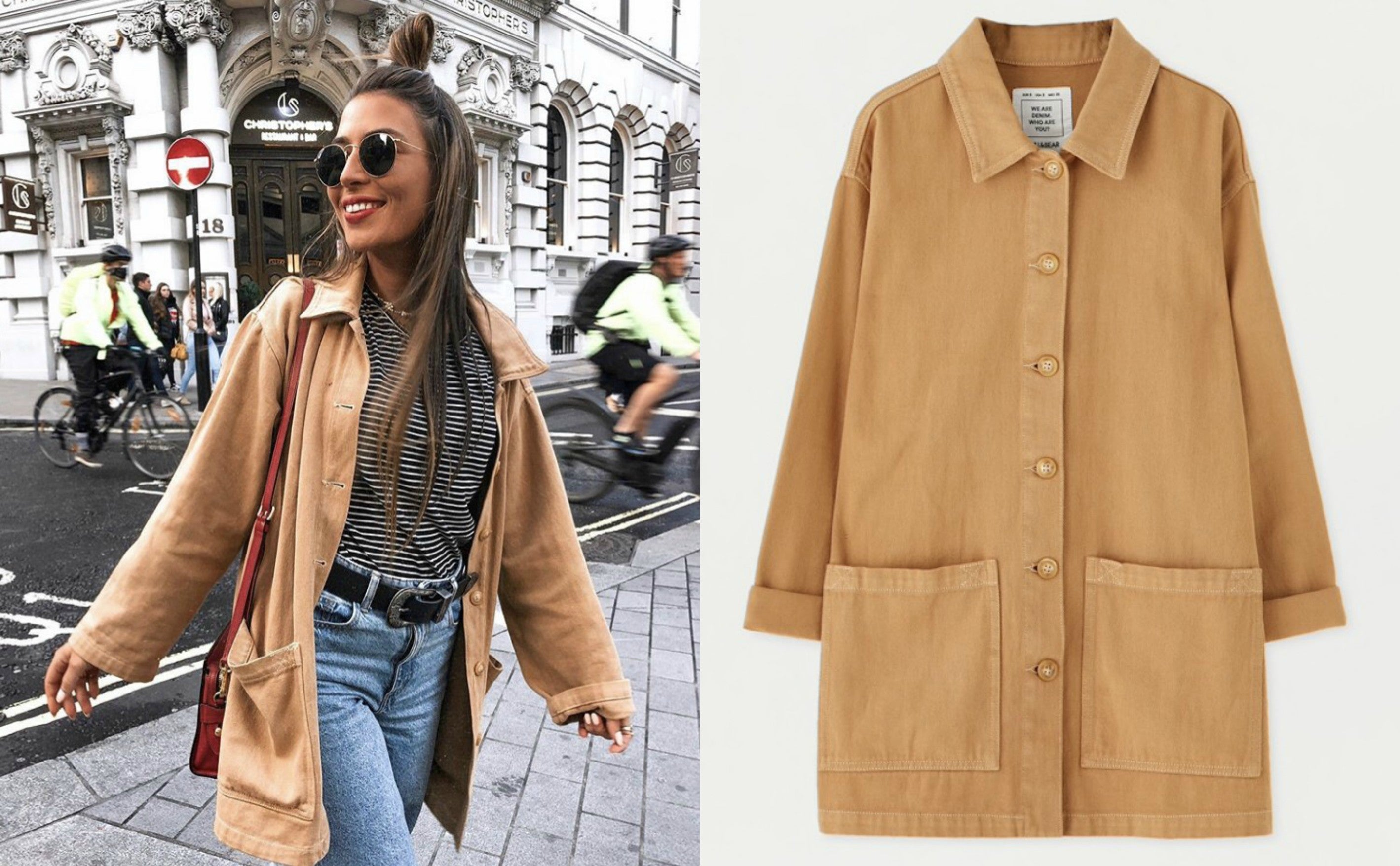 Las chaquetas ligeras no solo combaten el frío, también elevan cualquier look a otro nivel por muy básicas que sean. Patricia Aguado consigue estilazo con esta  chaqueta estilo carpenter de Pull&Bear . (29,99 euros).