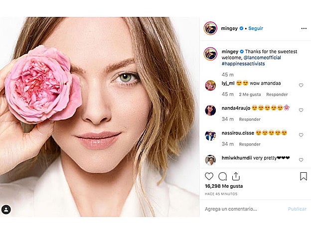 Amanda ha agradecido en su cuenta de Instagram la bienvenida tan calurosa que le han dado en Lancôme, firma de la que ahora es embajadora.