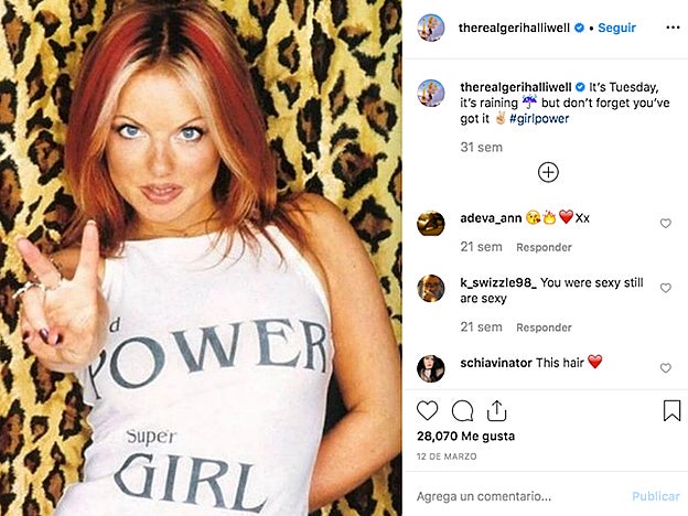 Durante su etapa con las Spice Girls Geri Halliwell lucía el flequillo decolorado.