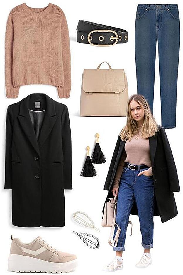 Las prendas que propone Primark para acompañar el abrigo negro.