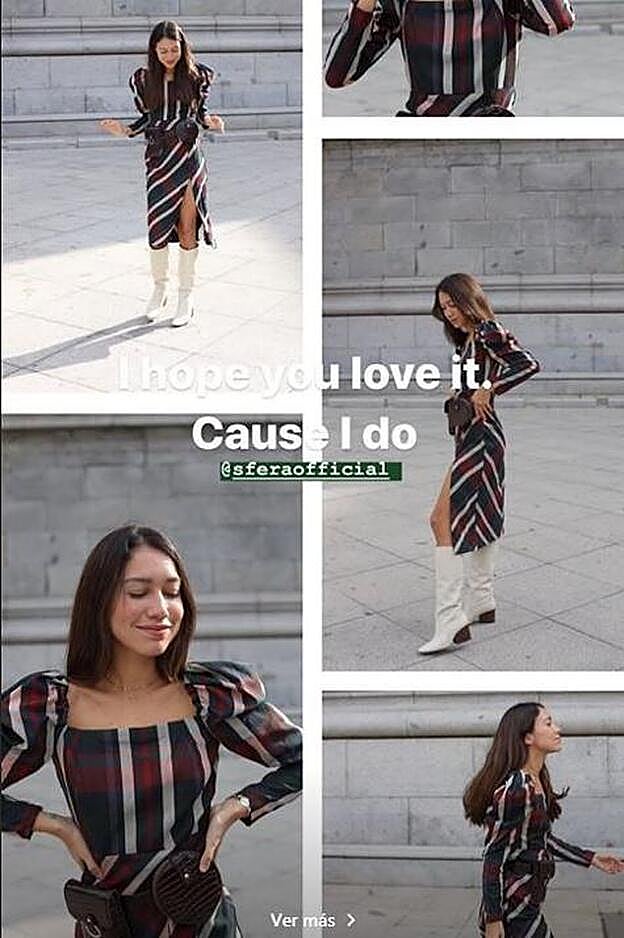 Melissa Villarreal combinó el vestido de Sfera con botas blancas y una riñonera.