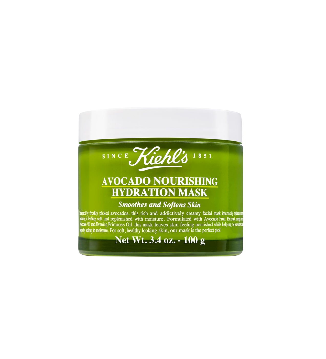 De textura cremosa, este cosmético a base de aguacate refuerza la barrera de la piel, la rejuvenece y le aporta suavidad. Hay que trabajar el producto con los dejos antes de aplicarlo sobre la piel, masajear, dejar puesto 15 minutos y retirar con agua tibia.  Avocado Nourishing Hydration Mask de Kiehl’s  (45 €).