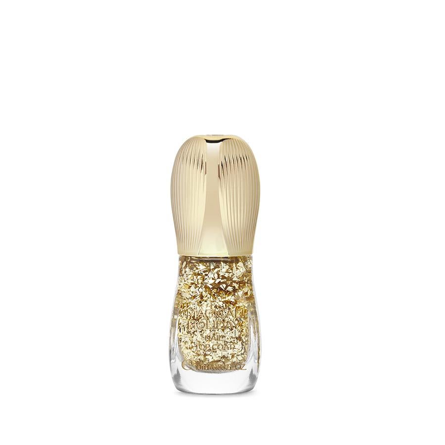 Esmalte top coat de uñas efecto hojas de oro, 5,99 euros.