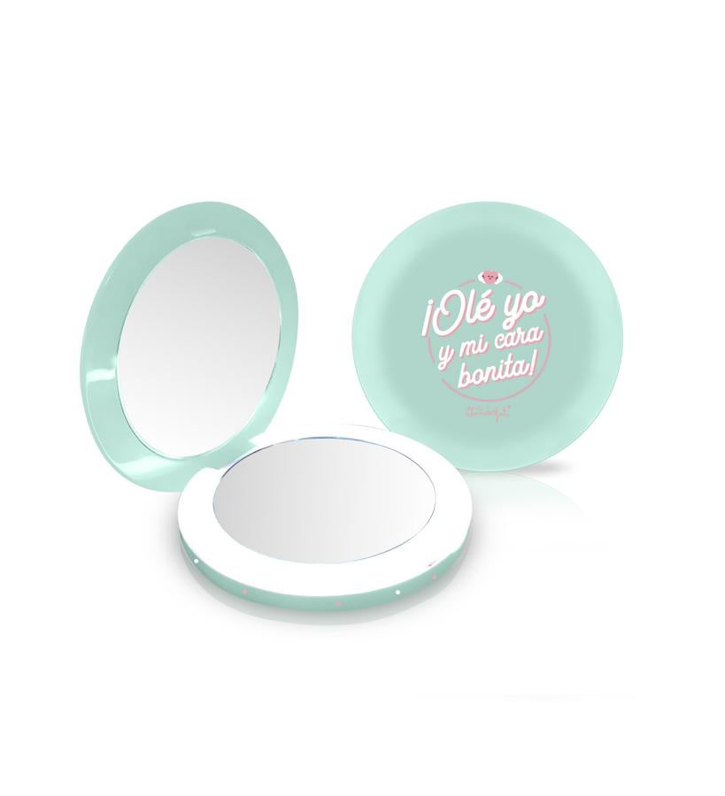 Espejo doble de tamaño bolso, con luz LED y aumento x3 (15,95 €).