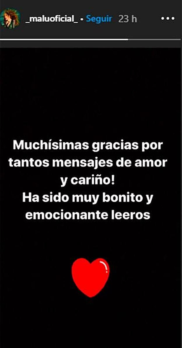Así agradecía Malú el cariño recibido estos días.