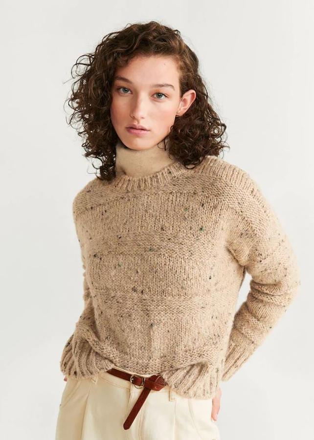 Jersey beige jaspeado rebajado de 29,99 euros a 19,99 euros.