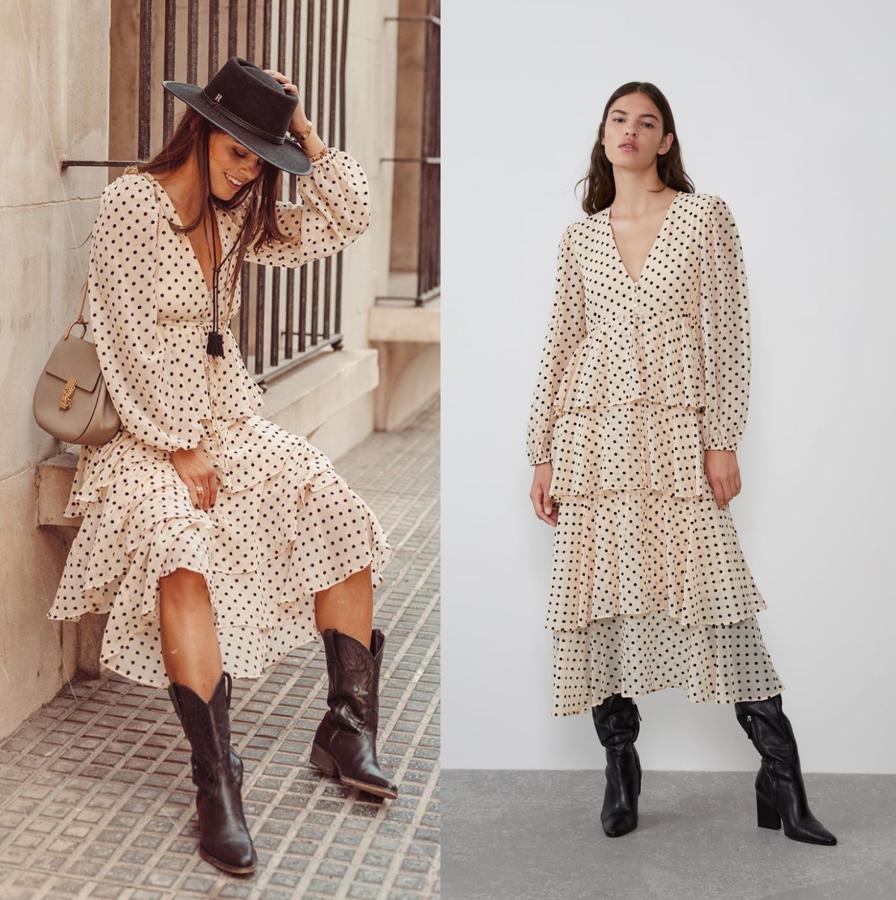 Este  vestido de lunares  se viralizó nada más salir y en Instagram vimos diferentes propuestas d ecómo llevarlo, como esta de Jessie Chanes. Ahora lo puedes encontrar por 25,99 euros.