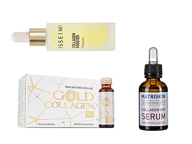 Collagen Booster de Isséimi (59,13 €). Gold Collagen Rx de Minerva Research Labs (65 €/12 u). Collagen Serum de Matriskin (92 €).