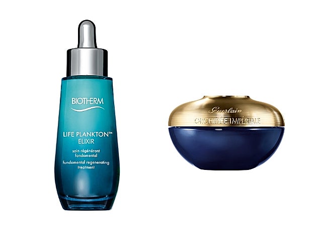 Life Plankton Elixir de Biotherm (93 €). Mascarilla Orchidée Impériale de Guerlain (343 €).