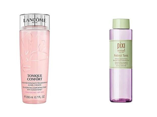 Tonique Confort con miel de Acacia de Lancôme (18 €). Retinol Tonic de Pixi (23,55 €). En Sephora.