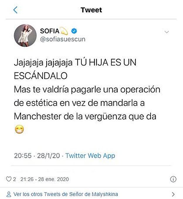 Sofía Suescun ataca directamente a Andreíta Janeiro.
