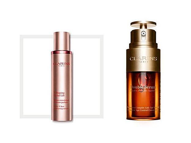 1. Lift-Affine Sérum Visage Contorno perfecto (119 euros) / 2. Double Serum de Clarins (89 euros).