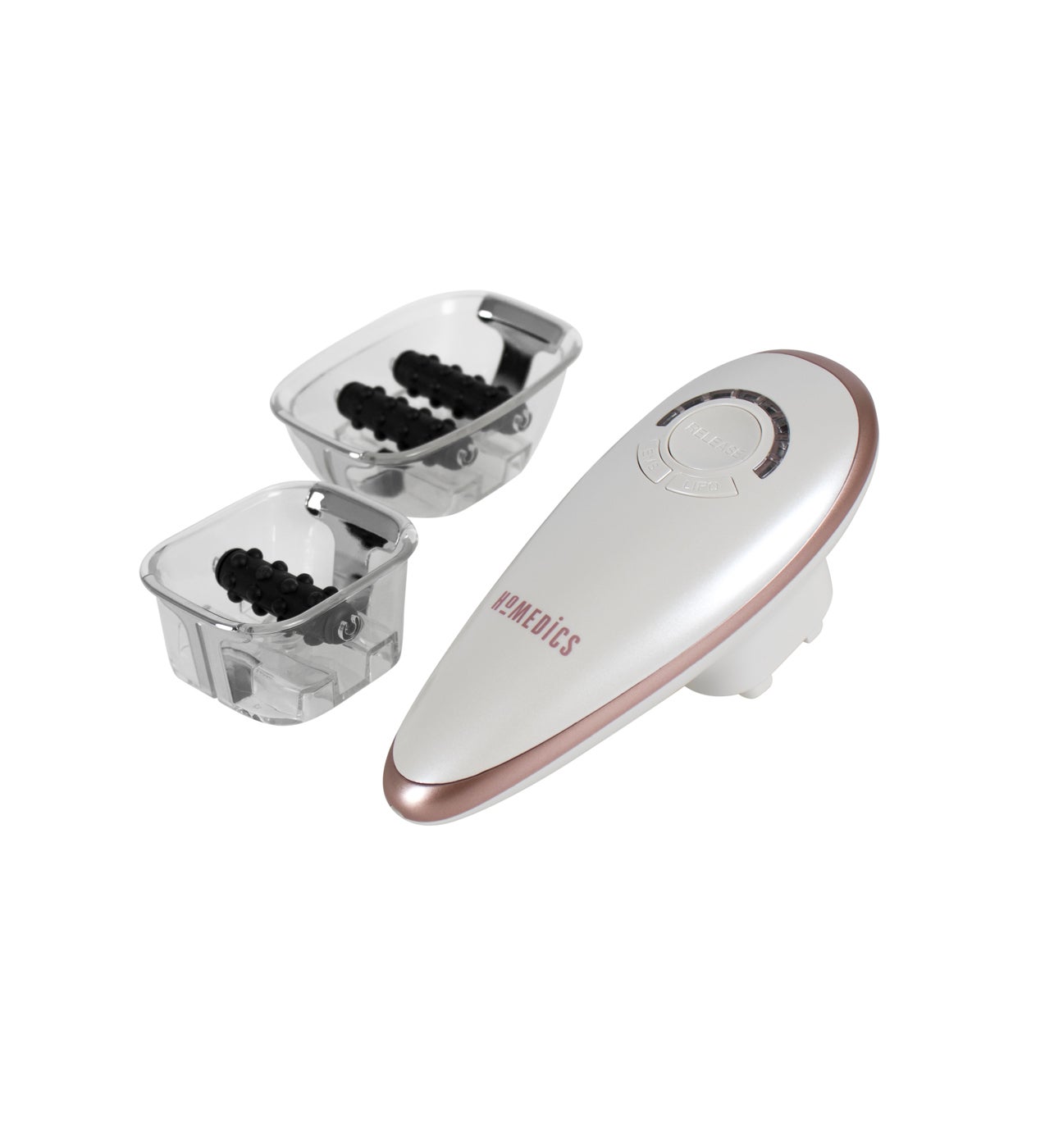 Esta aparato combina la acción del masaje al vacío con la estimulación electrónica (EMS) para ayudarte a reducir la apariencia de piel de naranja y la celulitis. Tienen también efectos benéficos contra la retención de líquidos y se encarga de activar el metabolismo que disuelve las células grasas y desintoxica la piel. Tiene dos ventosas (una grande y otra pequeña), ofrece dos modos de uso (de succión y liberación o succión continua) y cinco niveles de potencia.  Cell 500 de HoMedi c (139,99 €).