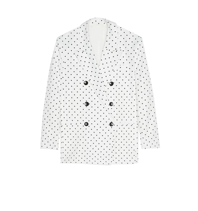 Blazer de lunares con botonadura cruzada, 35,99 euros.