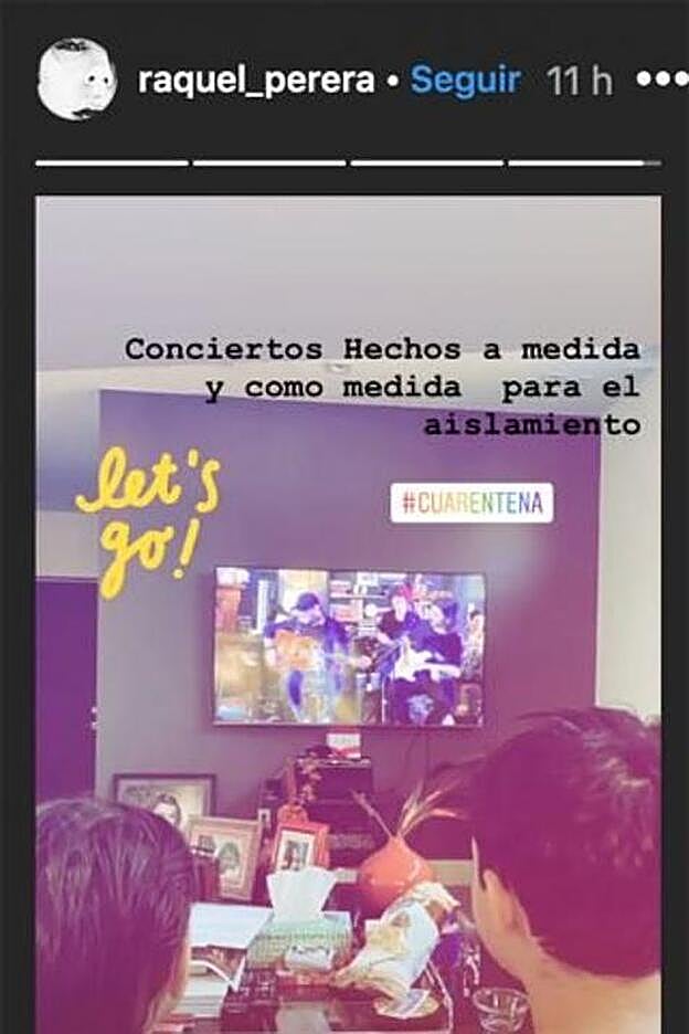 Así mostraba Perera cómo seguían sus hijos el concierto de Alejandro Sanz.