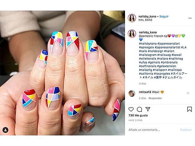 Este nail art geométrico es solo apto para expertas.