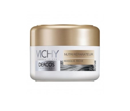 La  mascarilla Dercos de Vichy , aprovecha todos los beneficios de los aceites grasos esenciales que contiene su fórmula Keratino-complex: aceite de almendros dulces, aceite de rosa silvestre y aceite de alazor. Tres nutrientes que harán que tu pelo recupere el brillo natural. (13,28 euros).