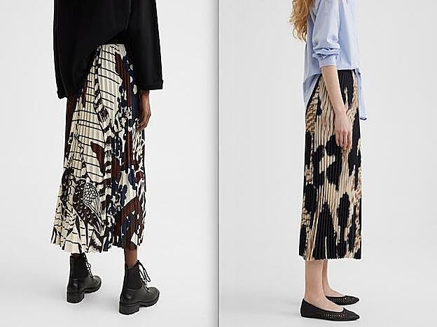 Azules y crudos combinan a la perfección en estas dos faldas.