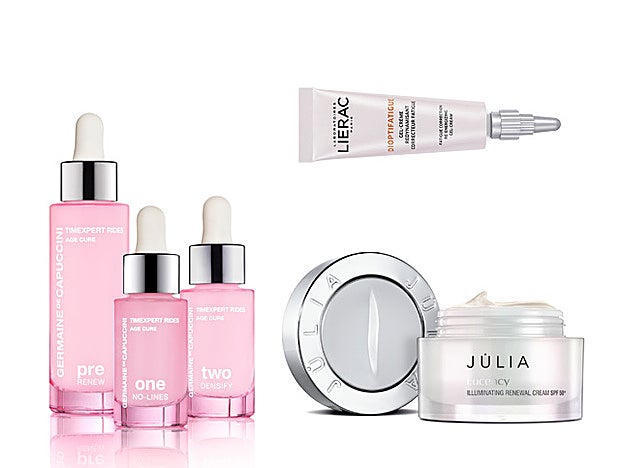 Age Cure, de la línea Timexpert Rides, de Germaine de Capuccini (120 €). Illuminating Refining Cream SPF 50 ++ de Júlia (150 €). Contorno de ojos Dioptifatigue, que corrige arrugas, ojeras e hinchazón y protege de la luz azul, de Lierac (27 €).